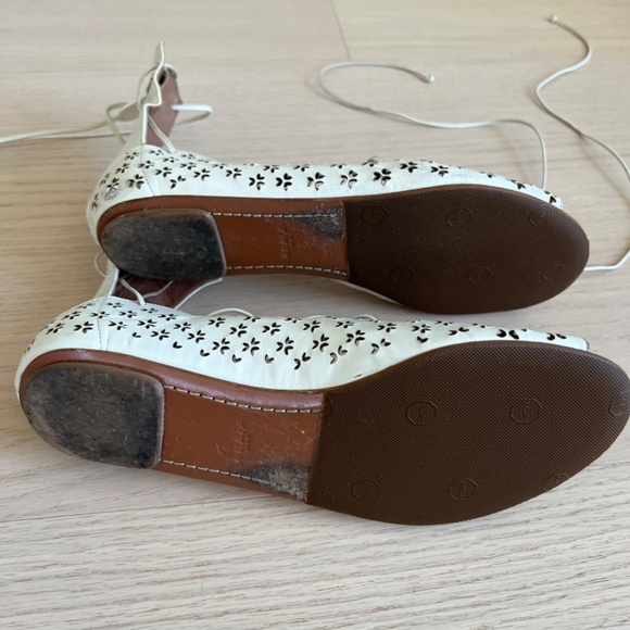 ALAÏA Leather Lace Up Ballet Flats - Picture 2 of 3